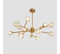 Plafonnier encastré moderne pour chambre à coucher, lustre Spoutnik doré avec globe en verre, lampe à suspension de luxe pour salle à manger, lustre de branche d'arbre vintage du milieu du siècle,