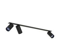 Plafonnier Encastré Noir 70 Cm Long 3-Flammes GU10 Métal Réglable