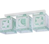 plafonnier enfant 3 lumières Moonlight lune et étoiles Vert