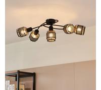 Lindby Plafonnier Eudoria à intensité variable (Moderne) en Noir Métal e. a. pour Salon & Salle manger (à 5 lampes, E14) Luminaire Lampe Plafond Eclerage Eclairage