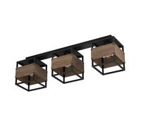 Plafonnier EVESHAM E27 3X40W en acier et bois noir et marron 875x195x250mm