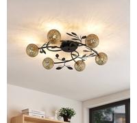 Plafonnier Evory Lucande, dimmable, noir, Salon / Salle à manger, Métal, Florentin, Plafonnier