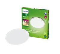 Plafonnier extérieur PHILIPS LED Superslim 15W [Blanc chaud - Blanc] Résistant à l'eau IP54, pour éclairage de jardin, patio et terrasse.