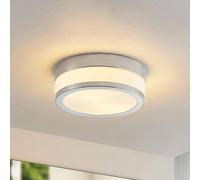 Plafonnier Flavi Lindby, dimmable, argenté, Salle de bain, Verre, Moderne, Plafonnier Salle De Bain