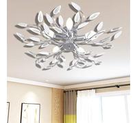 Plafonnier Forme Feuille, avec Quatre Bras en Forme de Feuille d'Acrylique, Plafonnier Moderne Cadre en Métal, Lustre Lampe Suspension pour Salon ou Chambre à Coucher, 5 x 40 W, Transparent et Blanc