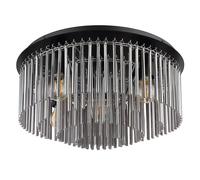 Plafonnier fumé noir Lampe de plafond 5 flammes Lampe de salon tiges en verre, métal, 5x E27 douilles, DxH 50x25 cm