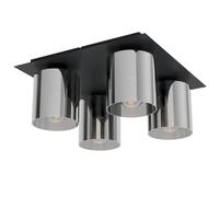 Plafonnier G1 E27 4X40W en acier noir 380x380x170mm