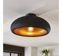 Plafonnier Gerwina Lindby, dimmable, noir, Salon / Salle à manger, Métal, Moderne, Plafonnier