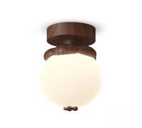 Plafonnier Globe Style Rétro Français À Grain de Bois, Lampe À Structure En Fer À Effet Transfert D'Eau, Abat-Jour Sphérique Rotomoulé Écologique, Plafonnier Led Encastré Pour Couloir, Balcon, Entrée,