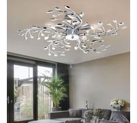 Plafonnier Globo 5 Lumières 65 cm Hauteur 16 cm Chrom Blätter pour Salon Couloir