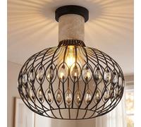 Plafonnier Globo Moderne Noir LED 1 Lampe Rond Cristaux 38 cm