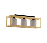 Plafonnier GRANADOS E27 3X25W en acier et bois noir et marron 770x200x280mm