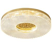 Plafonnier Grand Cristal Montage Encastré 16" Moderne Doré Rond LED Verre Clair Salle De Bain pour Chambre Couloir Salon