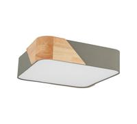 Plafonnier GRIMALDINO E27 2X28W en acier et bois taupe et marron 415x415x125mm