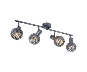 Plafonnier gris spot bar 4 spots plafonnier orientable, effet lumineux, métal, 4x douilles E14, L 75,2 cm