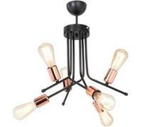 Plafonnier Halesowen en métal 50 cm 6 x E27 noir / cuivre [lux.pro] Noir G