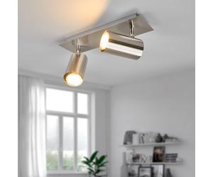 Plafonnier Halogène Dora À Deux Lampes nickel mat