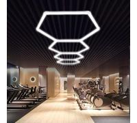 Plafonnier hexagonal en nid d’abeille 147W, 4 lumières de garage LED hexagonales, kit d’éclairage en nid d’abeille LED