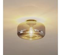 Plafonnier Hildur Lindby, dimmable, gris, Salon / Salle à manger, Verre, Plafonnier