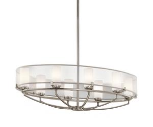 Plafonnier Hira En Étain 8xG9 Réglable B : 91cm Lampe Salon Salle à Manger