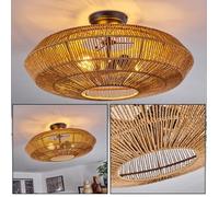 Plafonnier - HOFSTEIN - Alvi - Métal/Rotin - Noir/Naturel - Ø51,5 cm - 2 x E27