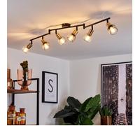 Plafonnier - HOFSTEIN - Cairns - Métal noir et doré - 6 spots orientables - Style vintage