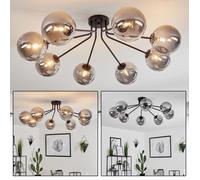 Plafonnier - HOFSTEIN - Garaguso - Métal Noir - Verre Fumé - 8 x G9 - Vintage