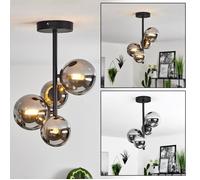 Plafonnier - HOFSTEIN - Isorella - Métal/Verre - Noir/Chrome - Vintage - 4 x G9 LED