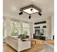 Plafonnier Holzleuchte Deckenpanel LED Métal Noir GU10 4-Flammig Mobile