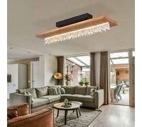 Plafonnier Holzleuchte Lampe de Salon Cristaux Noir LED