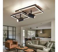 Plafonnier Holzleuchte Lampe de Salon Spots Pivotant Backlight Noir LED