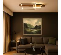 Plafonnier Holzleuchte Lampe Salle à Manger Carré Stufendimmer LED Chaude H 10cm