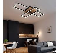 Plafonnier Holzleuchte LED Lumière pour Salle à Manger Noir Réglable