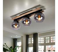 Plafonnier Holzleuchte Plafonnier Verre Fumé 3 à Flammes Lampe de Salon Nature