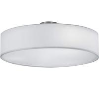 Plafonnier,Hotel 3xe27,Max.60,0 W Tissu,Blanc,Corps: Metal,Nickel Mat Ø:50,0cm,H:20,5cm Ip20