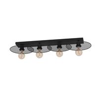 Plafonnier IKESTON E27 4X40W en acier noir 950x330x120mm