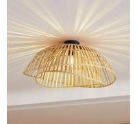 Plafonnier Ilajus Lindby, dimmable, bois clair, Salon / Salle à manger, Bambou, Scandinave, Plafonnier