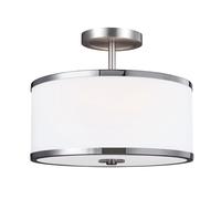 Plafonnier ILVY Chrome Blanc Ø32Cm Classique Lampe Salon Chambre Couloir