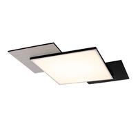 Plafonnier imitation bois Plafonnier Salon LED brun noir interchangeable, acier plastique, 21W 2700lm blanc chaud, LxlxH 43,5x43,5x7 cm