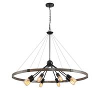 Plafonnier Industriel 8 LumièRes, Lustres En Forme De Roue De Chariot E27, Lustre Rustique Noir 60 W, Luminaires Vintage En MéTal à Hauteur RéGlable Pour Cuisine, Ferme, Chambre à Coucher,97cm