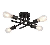Plafonnier industriel Sputnik Noir, Plafonnier Semi Flush Mount 4 voies pour salon Chambre à coucher Salle à manger Cuisine Bureau Foyer, E27 (Lustres à 4 lumières - Noir)