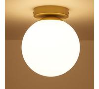 Plafonnier Industriel Vintage Luminaire E27 Rétro Lustre Suspension Abat-jour en Verre Globe Ø15CM Éclairage Plafond Nordique Boule Globe Minimaliste Rond Pour Chambre Entrée Doré Couloir (petit)