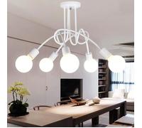 Plafonnier Industrielle 5 têtes en Métal Moderne Salon COUNT, 1pcs E27 Pendentif Blanc Pour Loft Balcon Couloir Entrée Chambre Bar