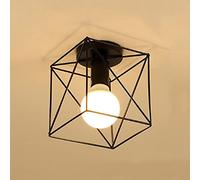 Plafonnier Industrielle Rétro en Métal Géométrie Cage E27 Moderne Lustre Suspension Luminaire L'éclairage Fer Lampe de Plafon Cube Noir pour Salon Chambre Café Bar Restaurant Couloir