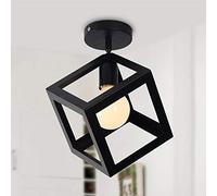 Plafonnier Industrielle Rétro en Métal Géométrie Cage E27 Moderne Lustre Suspension Luminaire L'éclairage Fer Lampe de Plafon Cube pour Salon Chambre Café Bar Restaurant Couloir, Noir