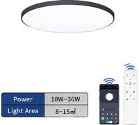 Plafonnier intelligent, lumière variable, 36W-noir