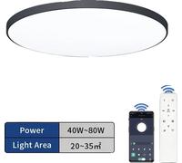 Plafonnier intelligent, lumière variable, 80W-noir
