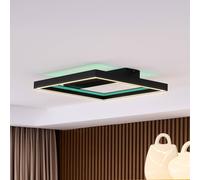 Plafonnier intelligent Tjado Lucande, dimmable, noir, Salon / Salle à manger, Métal, Moderne