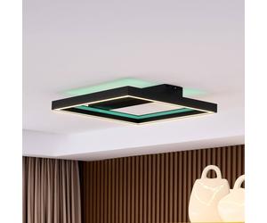 Plafonnier intelligent Tjado Lucande, dimmable, noir, Salon / Salle à manger, Métal, Moderne