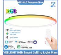 Plafonnier intelligent Yeelight RGB Mars avec connexion WiFi, 16 millions de couleurs RGB, effets de lumière latérale, 6500K, compatible avec l'application MiHome et Google.